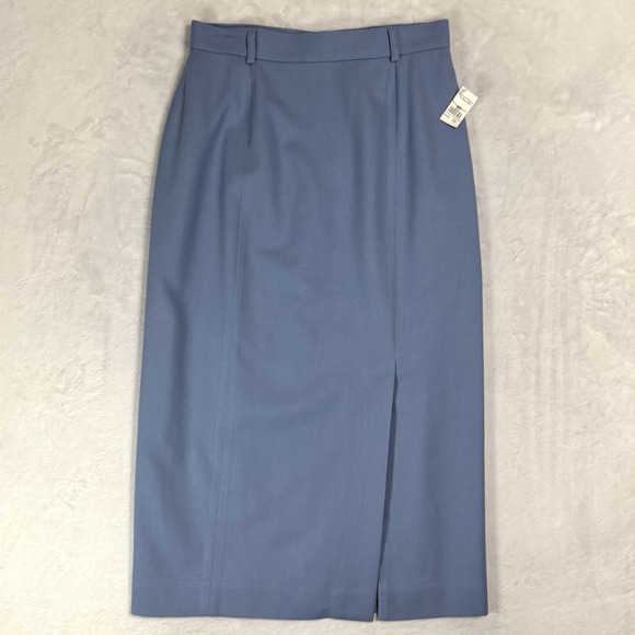 Vintage Talbots Wool Midi Skirt Suit 10 Fit 6 8 Blue Double Breasted Gold Button - Picture 13 of 16